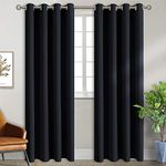 BGment Blackout Curtains - Grommet Thermal Insulated Room Darkening Bedroom and Living Room Curtain, 2 Panels of 55 x 96 Inch, Black