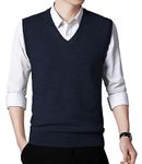 KUYIGO Men's Autumn&Winter Sleeveless Sweater Vest Classic Fashion Knitted Vest Top M Navy