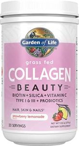 Garden of Life Grass Fed Collagen Beauty Powder for Hair Skin & Nails - Strawberry Lemonade, 20 Servings - 12g Type I & III Peptides, 11g Collagen Protein, Biotin, Vitamin C, Probiotics, Keto & Paleo