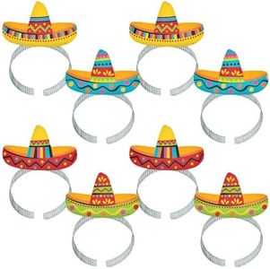 Amscan Fiesta Sombrero Headband 8-Pieces, multicolour