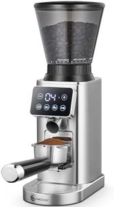 AMZCHEF Coffee Grinder Electric with LED Control Panel, Espresso Grinder with Precise 24 Grinding Sets, Burr Coffee Grinder with Portafilter Holder, Anti-Static Espresso Bean Grinder for Home, Silver