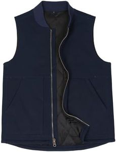 Men's Arctic Quilt Lined Duck Vest Heavyweight Zip Up Rugged Canvas Work Utility Winter Workwear Vest Jacket Navy XXL