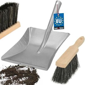 KOTARBAU® Cepillo de Mano y Pala con Mango Acero galvanizado recogedor y Cepillo de Mano Juego de Barrer Metal Escoba de Mano con Pala Cepillo de Mano recogedo