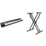 M-Audio Keystation 61MK3-61-Key USB MIDI Keyboard Controller with Pitch/Modulation Wheels & RockJam RJXX363 Xfinity Doublebraced Pre Assembled Highly Adjustable Keyboard Stand with Locking Straps