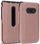 Case for LG Classic Flip, Nakedcellphone [Rose Gold Pink] Protective Snap-On Hard Shell Cover [Grid Texture] for LG Classic Flip Phone L125DL