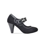 Chase & Chloe Dora-2 Women's Round Toe Two Tone Mary Jane Pumps, Black/Black, 8 UK