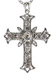 Alilang Silvery Tone Clear Rhinestones Religious Cross Pendant Necklace