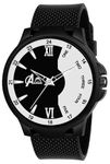 Acnos Polyurethane Premium Black Pu Strap Double Tune Dial Analog Wrist Watch For Men Women Pack Of 1, Black Band