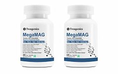 Trexgenics MegaMAG Magnesium Bisglycinate Elemental Magnesium 220 mg/2 Caps with Glycine Benefits - Most Bioavailable Magnesium for Sleep, Muscle, Bone & Heart Support (60 Veg. Capsules) Pack of 2