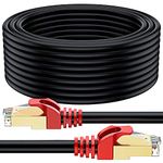 MutecPower 50m CAT 7 Outdoor waterproof Direct Burial RJ45 Ethernet Network Cable - SFTP - 600 Mhz - Black 50 meter with Cable Ties & Clips