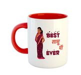 ASHVAH Best Sasu Maa Ever Ceramic Coffee Mug Best Gift for Mother in Law Womens Day Birthday - Red