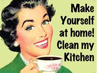 Shawprint MAKE YOURSELF AT HOME! CLEAN MY KITCHEN funny RETRO METAL TIN WALL PLAQUE SIGN NOVELTY GIFT Home Decor kitchen shed man cave (150MM X 200MM (6" X 8")