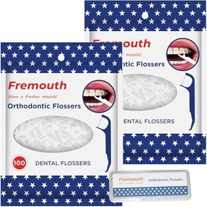 Fremouth Orthodontic Flossers for Braces - Ortho Dental Floss Picks, 100 Count (Pack of 2), with a Travel Case