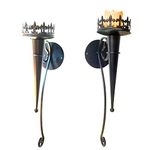 Metal Wall Mounted Candle Sconces,Wall Sconce Candle Holder, Iron Wall Pillar Candle Sconce for Room, Hallway, Entryway, Bathroom, 2 Pack (Torch Design)