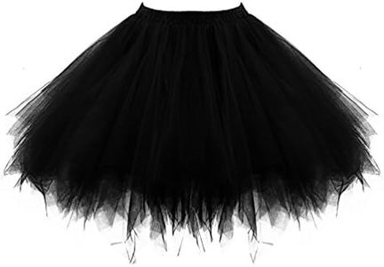 Joygown Womens Tutu Costume Adult Party Dance Tulle Skirt Short Fluffy Petticoat, Black