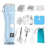 Favrison Baby Hair Clippers, Professional Quiet Hair Trimmer for Kids and Toddler, Waterproof & Rechargeable Cordless Hair Cutting Machine for Children, with LCD Display