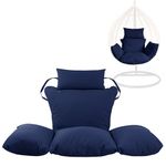 Swing Egg Chair Replacement Cushion, Foldable Water-Resistant Hanging Basket Swing Chair Cushion with Headrest Pillow, Outdoor Porch Backyard Patio Hammock Swing Replacement Cushions (Navy)