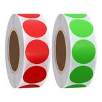 Hylabelest Color Coding Dot Labels 25mm Round Natural Paper Stickers Adhesive Label Green+Red Total 2 Rolls