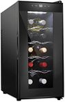 Schmécké 10 Bottle Red And White Wine Thermoelectric Wine Cooler/Chiller Counter Top Wine Cellar with Digital Temperature Display, Freestanding Refrigerator Smoked Glass Door Quiet Operation Fridge