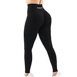 ROOOKU Gym Leggings for Women Squat Proof Workout Leggings Butt Lifting Scrunch Gym Booty Leggings Seamless 4 Way Stretch Yoga Pants (Black, L)