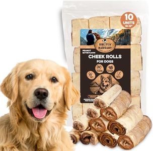 Premium Beef Cheek Rolls for Dogs 10-12" - (10-Pack), Peanut Butter Flavored Long Lasting, Safe & Natural Rawhide Alternative Chews, Ideal for Large Dogs & Aggressive Chewers, Supports Dental Health