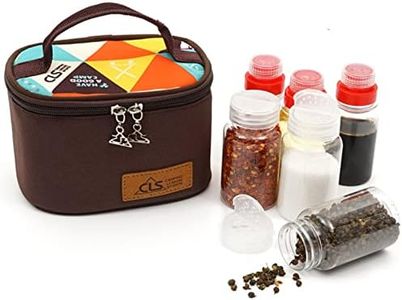 Joyeee Empty Camping Spice Kit, Safe Plastic - PET, 3 Pcs 2.7 oz Liquid Spice Bottles and 3 Pcs 3.3 oz Mini Spice Jars with Travel Bag Complete Set, Suit for Oil, Soy Sauce Peppercorns, Sea Salt, 08