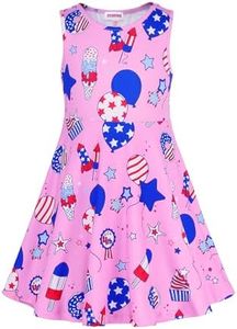JESKIDS Little Girls Unicorn Dress Sleeveless Casual Twirl Dresses Print Sundress Pink Balloon 4-5 Years