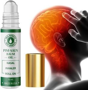 TWIN MONKEYS | Pure PIM-SAEN Aromatherapy Menthol Nasal Inhaler Balm Oil- Headache,Motion Sickness,Dizziness,Stuffy Nose-All Night Cool and Fresh Breathing-Pure Essential Oil ROLL ON Extra Strength (Pack of 1)