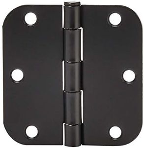 Amazon Basics Rounded 3.5 Inch x 3.5 Inch Door Hinges, 18 Pack, Matte Black