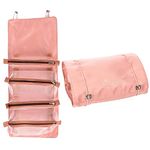 JIALTO Professional Cosmetic Makeup Kit Storage Pouches for Travelling Toiletry Pouch for Women Foldable Makeup Organizer Pouch Bag Travel Makeup Pouch Bag for Lipstick and Cosmetic Accessories, Pink