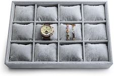 Oirlv Premium Velvet 12 Grid Jewelry Organizer Tray with Removable Pillow Watch Organizer Jewelry Tray Bracelet Bangle Watch Display Holder