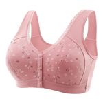 Warehouse Deals Today Daisy Bras for Seniors Plus Size Button Soft Bra with No Underwire Comfy Breathable Push up Bras Front Closure Bra(Pink,Medium