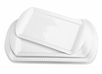 LIFVER Large Serving Platter, 16"/14"/12" Turkey Platter Set of 3, Platters for Serving Food, White Serving Trays Oven Safe, Porcelain Serving Dishes Dinner Plates for Thanksgiving Party Entertaining