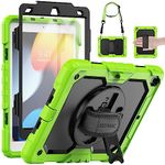 SEYMAC Case for iPad 9th/8th/7th Generation 2021/2020/2019, iPad 10.2 Case, Shockproof Case with Screen Protector, 360 Degree Rotating Stand/Hand Strap, Pen Holder for iPad 10.2 Inch, Green