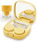 Vastsoon Contact Lens Case with Cleaner Washer, Travel Size Cute Colored Contact Lenses Applicator Removal Tool Kit with Mirror Solution Bottle for Daily Outdoor (Yellow)