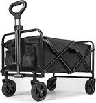 Ketumal Collapsible Folding Outdoor Utility Wagon cart Trolley, Shopping Cart for Groceries Folding Utility Wagon with Wheel, Portable Sports Wagon for Camping, Shopping, Garden and Beach (Small)