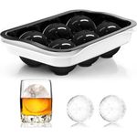 Sprqcart Easy Push Premium Pop Up Ice Cube Tray with Flexible Silicon Bottom and Over Lid, 6 Cube Trays Stackable Durable and Dishwasher Safe (Black, Pack of 1)