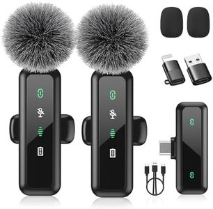 Wireless Lavalier Microphone for iPhone 15/16-2 Pack USB-C Mini Mic for iPhone, Android, iPad with Noise Cancelling & LED Display, Crystal Clear Recording for TikTok, YouTube, Podcast, Vlogging