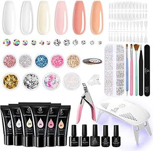 Beetles Poly Extension Gel Nail Kit, 6 Natural Skin Tone 30g gel with Mini Nail Lamp Slip Solution Rhinestone Glitter Nail Art Brush All In One Kit for Nail Manicure Starter Kit Gift for Women