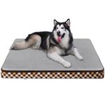 Magic Dog Orthopedic Dog Bed for Extra Large Dogs, Super Soft 2-Layer High Density Foam XL Dog Bed, No Installation Non Slip Bottom Dog Mattress with Removable Washable Cover, Grey-Plaid