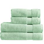 Christy Refresh Bath Towel Set | Set of 4 | 2 Bath 2 Hand | Quick Dry | Tonal and Stylish | Soft Absorbent Bathroom Towels | 100% Cotton 550GSM | Machine Washable | Cucumber Green