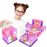 sobebear Kids Dolls House with Light & Music, Realistic Play Model Portable Mini house with Cute Accessories & Colorful Dollhouse Game Set for Kids 3+Years