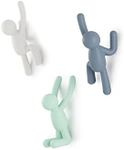 Umbra Buddy Wall Hooks – Decorative Wall Mounted Coat Hooks for Hanging Coats, Scarves, Bags, Purses, Backpacks, Towels and More, Set of 3, Light Multicoloured