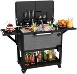 104 Quart Patio Rolling Ice Chest Large Cooler Cart with Wheels, Portable Mobile Outdoor Coolers Bar Cart with Storage Shelf & Bottle Opener for Drinks, Party, Camping, Backyard, Deck, BBQ