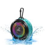 SKYWING Soundace S6 IPX7 Waterproof Shower Speaker Bluetooth with Suction Cup Hook Lanyard RGB Light,Premium Mini Portable Outdoor Wireless Speaker for Paddleboard Bike Pool Beach,Ideal Gift (Blue)