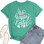 Easter Shirts for Women Happy Easter Bunny T Shirt Rabbit Graphic Shirts Easter Gifts Holiday Shirt Tops Green