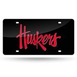 NCAA Nebraska Cornhuskers Laser Inlaid Metal License Plate Tag