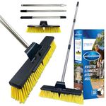 Heavy Duty Garden Broom Outdoor 16" Stiff Hard Brush & Metal Handle for Sweeping Your Yard, Garden & Decking