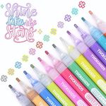 YISAN Double Line Outline Pens,Glitter Pens,Art Markers,Shimmer Marker Set,Metallic Markers,12 Colors for Gift Card Writing,Drawing,DIY Art Crafts,70436