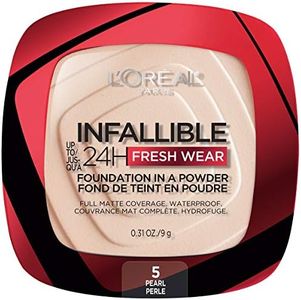 L'Oréal Paris Makeup Infallible Fresh Wear Foundation in a Powder, Up to 24H Wear, Waterproof, Pearl, 0.31 oz.